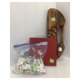 Wooden Mancala Board, Dominoes, and Tic-Tac-Toe Se