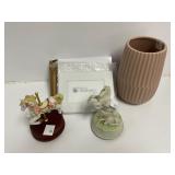 Decorative Items Including Figurines and Vase