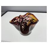 Hand-Blown Art Glass Bowl With Wavy Rim