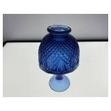 Cobalt Blue Pressed Glass Goblet Lamp Base
