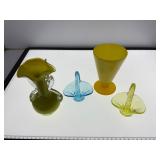 Art Glass Vessels in Yellow and Blue