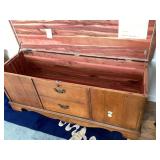Cedar-Lined Wooden Hope Chest with Brass Handles
