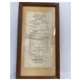 1950 Framed Middletown Grange Talent Show Program