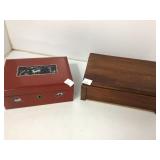 Two Wooden Storage Boxes, One with Inlay