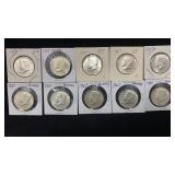 (10) 40% Silver Kennedy Half Dollars