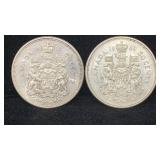 (2) 1962 Silver Canada Half Dollars