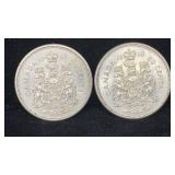 (2) 1960 Silver Canada Half Dollars