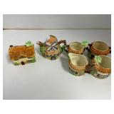 Cottage-Style Ceramic Tea Set with Teapot and Crea