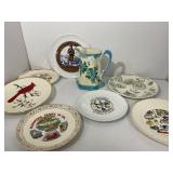Commemorative Plates and Floral Pitcher