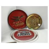 Three Decorative Metal and Glass Trays