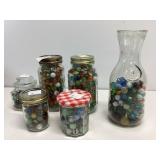 ( 6) Glass Marbles in Assorted Jars