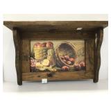 Wooden Shelf with Apple Basket Motif