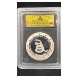 2nd Amendment-The Gadsden Flag 1 Oz 99.9% Silver