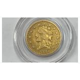 *GOLD 1836 $2.50 Classic Head Gold Coin, w/ black