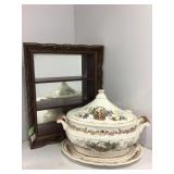 Hand-Painted Ceramic Tureen with Lid and Plate & W