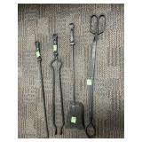 Four Black Wrought Iron Fireplace Tools