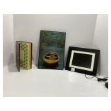 Digital Photo Frame, Wooden Journal, and Decorativ
