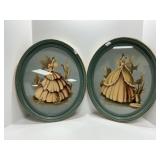 Oval Framed 3D Pictures of Women in Dresses