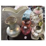 Decorative Vases and Table Lamp