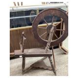 Wooden Spinning Wheel with Distressed Finish