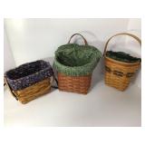 Three Handwoven Baskets with Liners
