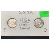 2026-P&D UNC 250th Anniversary USA Liberty Dimes
