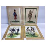4 Unframed Military Uniform Prints, 8ï¿½10