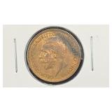 1936 UNC Great Britain 1 Farthing World Coin,