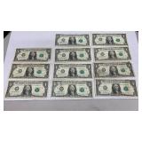 Currency (11) 2013 $1 *Star* Federal Reserve