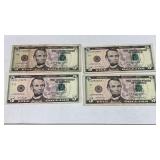 Currency (4) 2017-A $5 *Star* Federal Reserve