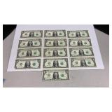 Currency (13) 2017 $1 *Star* Federal Reserve