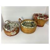 Three Longaberger Baskets with Fabric Liners