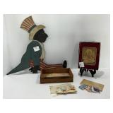 Collectibles Including Plaque and Stamps
