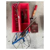 Tools with Red Plastic Tool Caddy