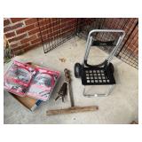 Utility Cart, Saw Blades, and Auger Tools