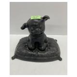 Cast Iron Dog Figurine on Cushion Base