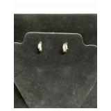 14 kt Gold Metal and Rhinestone Hoop Earrings