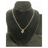 14 kt Gold Necklace with Diamond-Accented Pendant