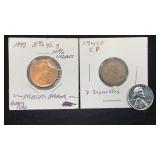 (3) Lincoln Cents: 1998 Double Errors, 1947 Date