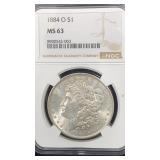 1884-O NGC MS 63 Silver Morgan Dollar