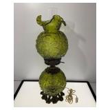 Green Pressed Glass Hurricane Table Lamp