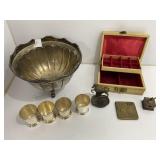 Lot with Bowl, Cups, Box, and Figurines