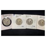 (4) Silver Standing Liberty Quarters: 1925,
