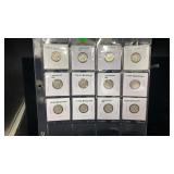 (12) Silver Mercury Dimes 1934-D - 1939