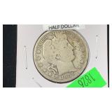 1907-D Silver Barber Half Dollar