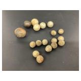 18 Clay Marbles in Varied Sizes