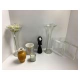 Decorative Vases, glass Blocks, and Figurine