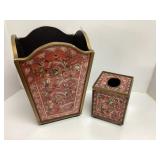 Decorative Waste Bin and Tissue Box Set
