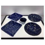 Blue Spongeware Ceramic Dishes