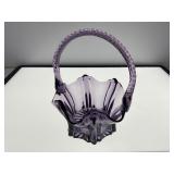 Purple Glass Basket With Twisted Handle